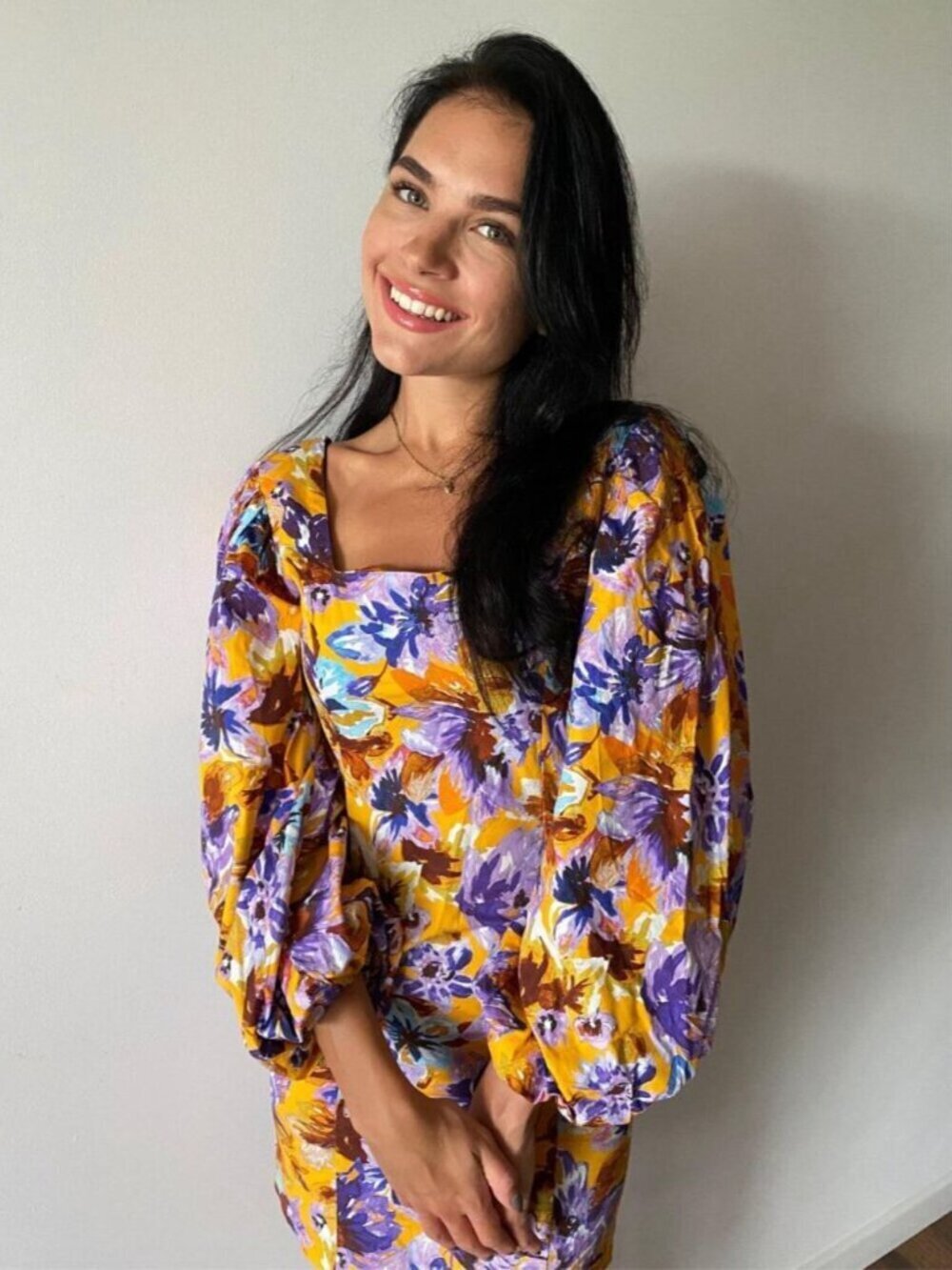 Zara Floral Puff Balloon Sleeves Mini Dress Camilla Bloggers Size Small